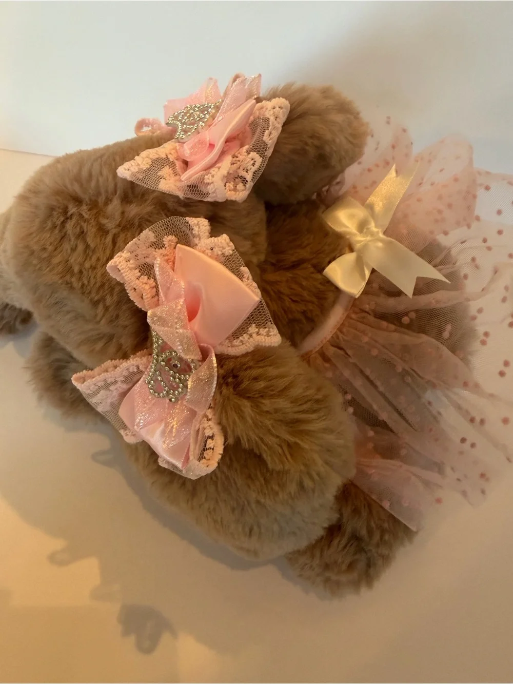 Plush Brown Elephant Hair Accessory with Pink Bow for Kids